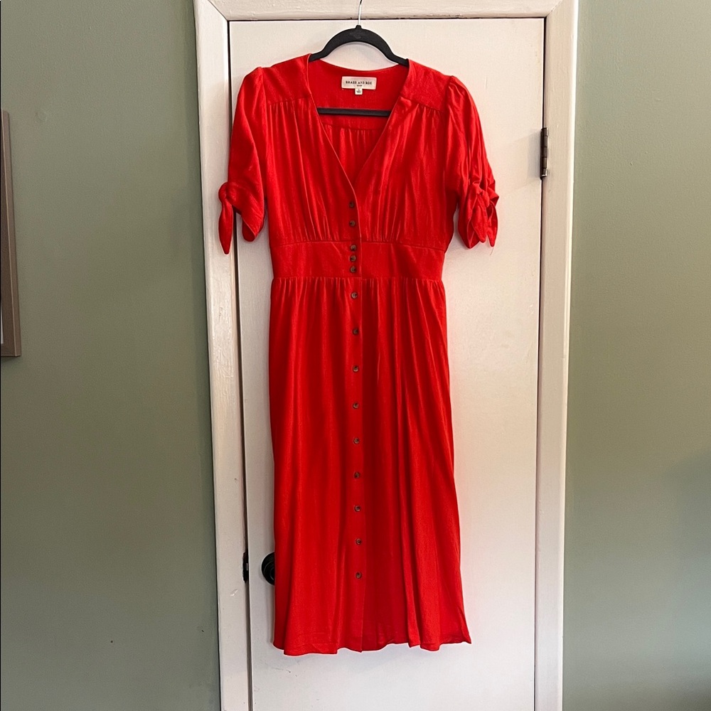 Brass and Rose orange/red midi dress